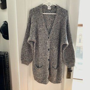 Cabi Oversized Button-Up Knit Cardigan Sweater, Grey, L